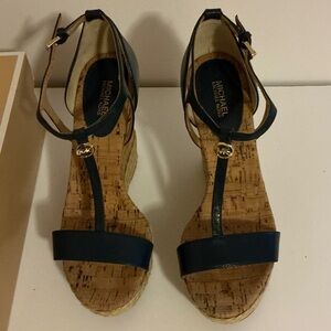 Michael Kors Navy Blue kerri Wedge Sandals